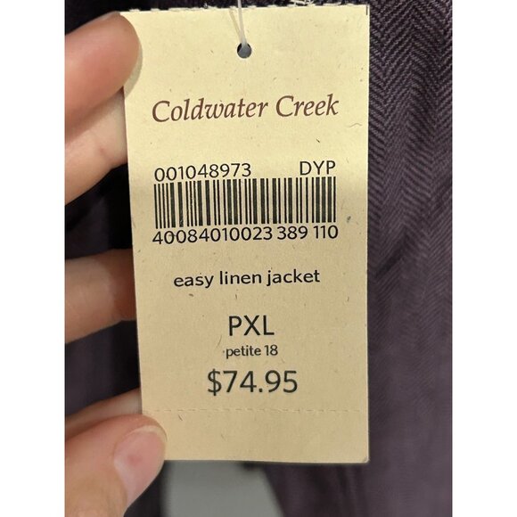 Coldwater Creek NWT Plum Linen Open-Front Cardigan Blazer Jacket Sz PXL - Picture 9 of 11
